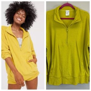 Aerie Offline L Bright Yellow Pullover Terry Sweatshirt Outdoor Casual Hiking